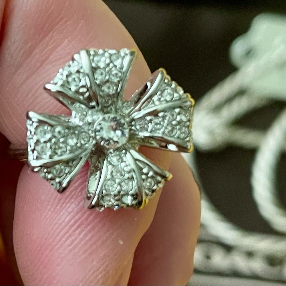 Vintage Coach Flower Silver Ring Sz 7